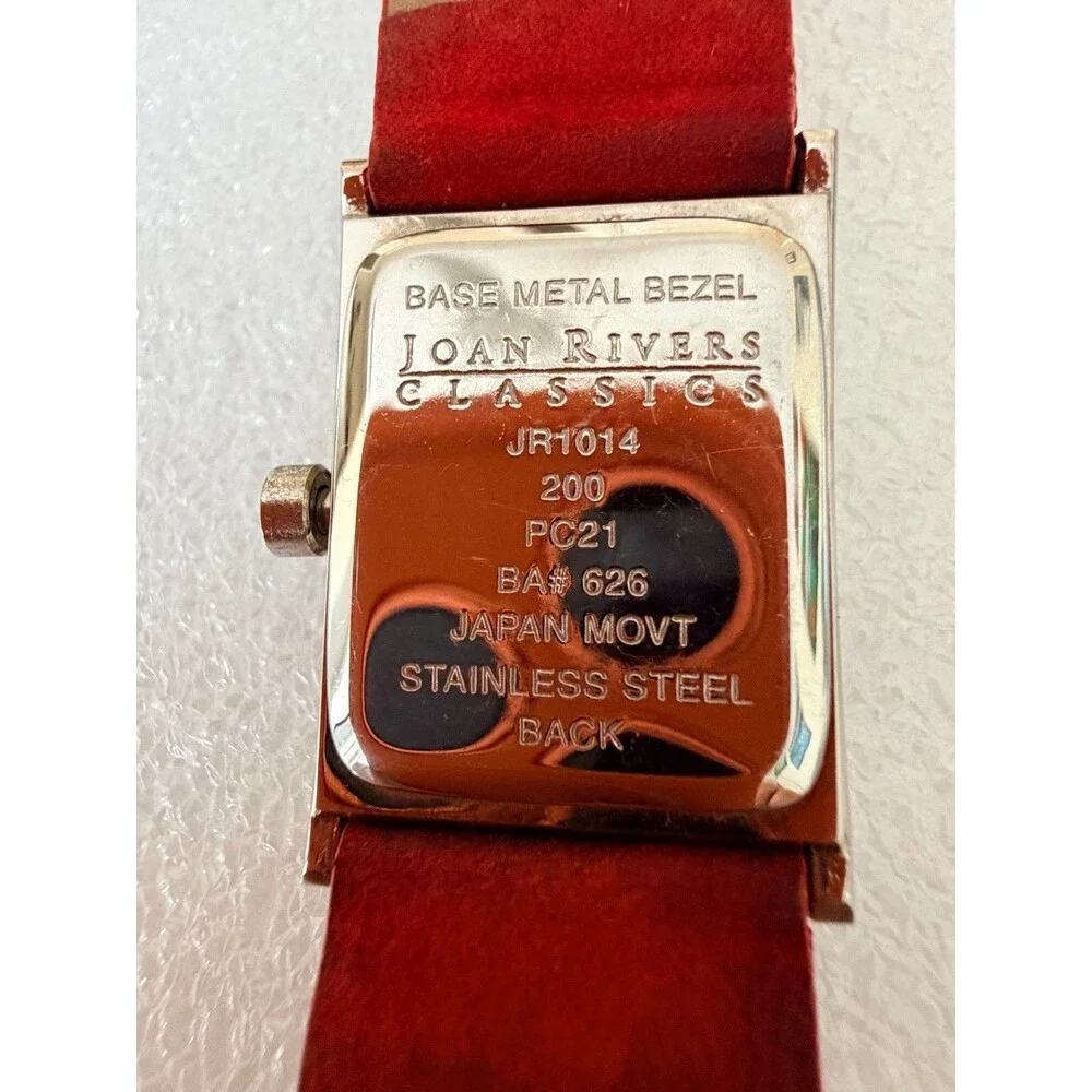 Vintage Joan Rivers Classics Minimalist Red Dial Watch Red Genuine Suede Strap